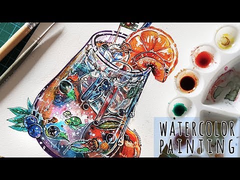 [ Fruit and Soda Drink ] Watercolor Painting