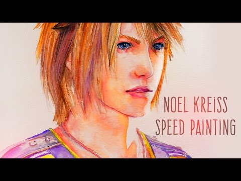 { NOEL KREISS } FINAL FANTASY XIII-2 // Watercolor Painting + Colored Pencils Coloring Process