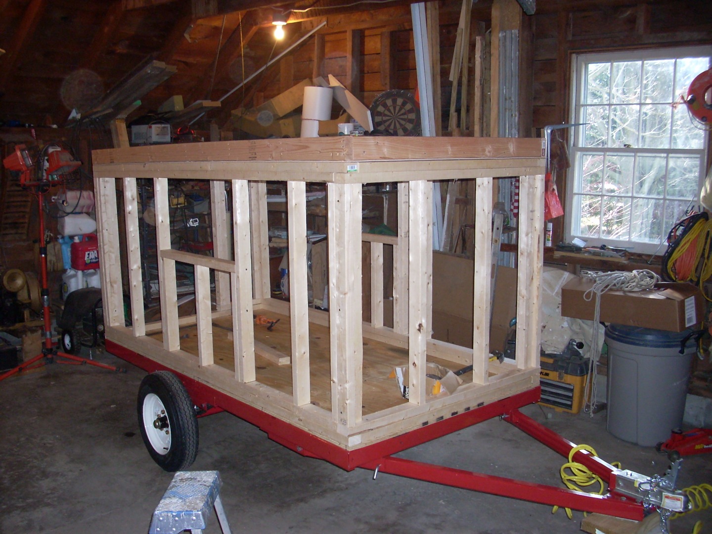 010 - Trailer Build - Ceiling And Rafters Installed.JPG