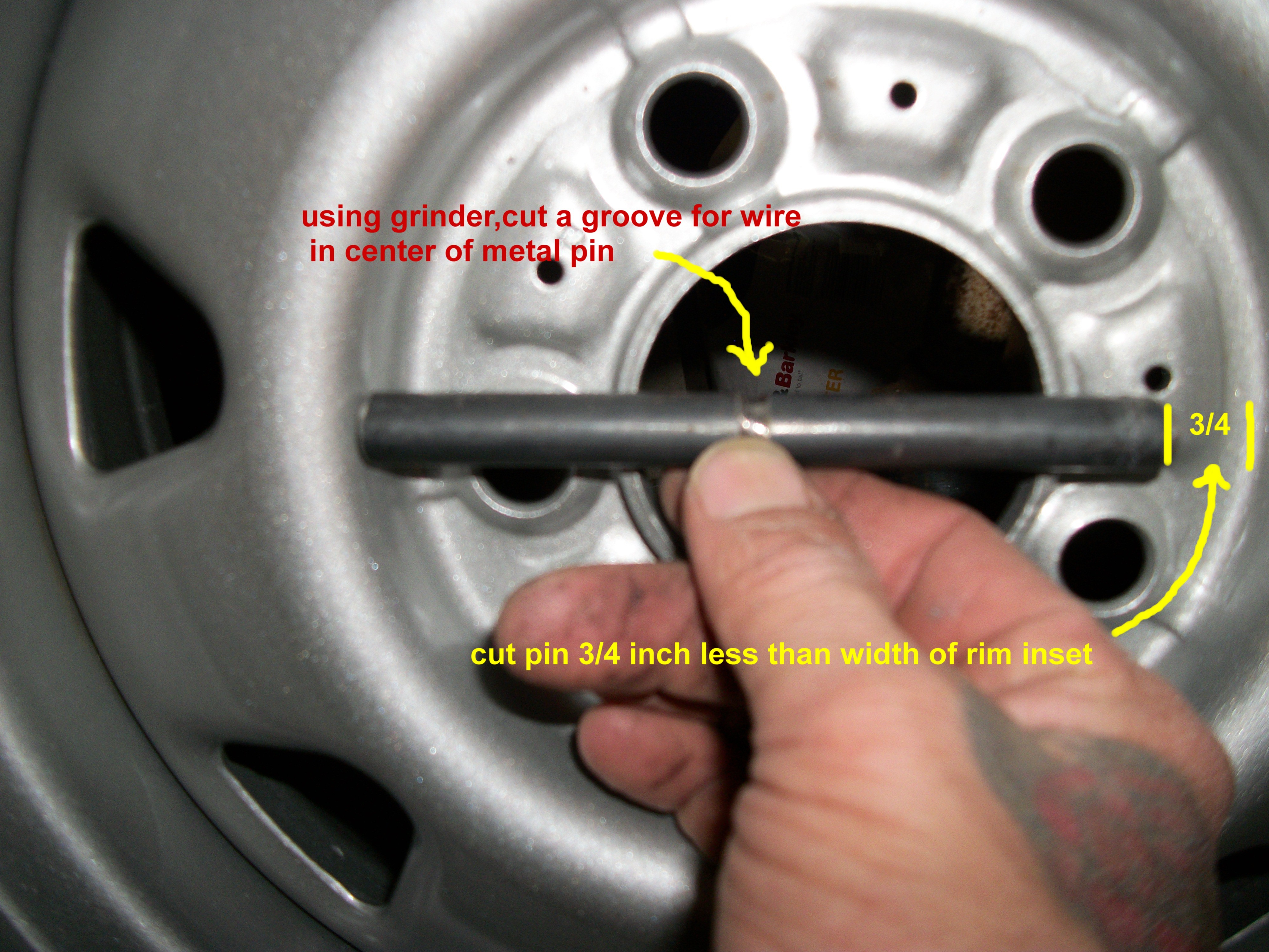 1I cut pin three quarters shorter than rim inset.grind groove for wire in center of pin.JPG