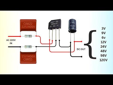 220 Volt to 3/6/9/12/24/48/98/120/V DC LED driver Circuit without Transformer - Multi Output