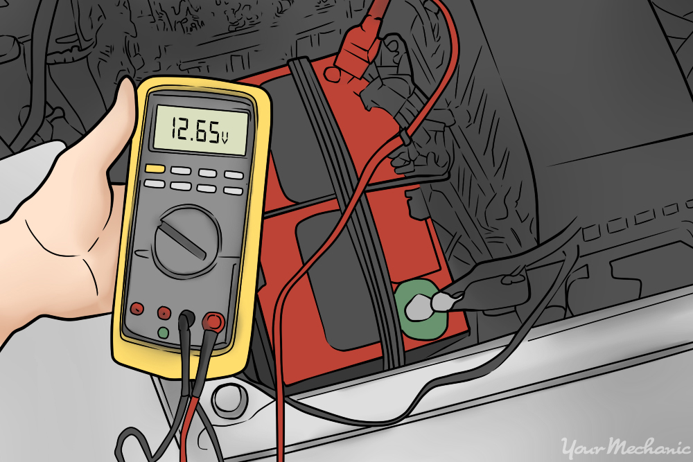 5 - How to Check an Alternator picture of a voltage meter set to DC volts (reading 12.jpg