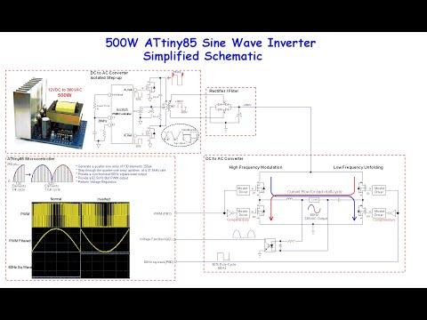 ATtiny 500W Inverter Simplified Schematic