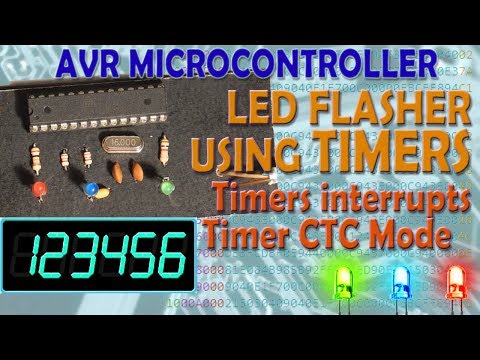 AVR Microcontroller. LED flasher using timers. Timers interrupts. Timer CTC Mode.