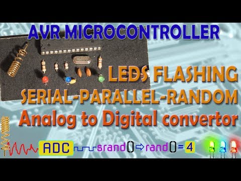 AVR Microcontroller. LEDs blinking in &amp;quot;serial&amp;quot;, &amp;quot;parallel&amp;quot; and &amp;quot;random&amp;quot; modes