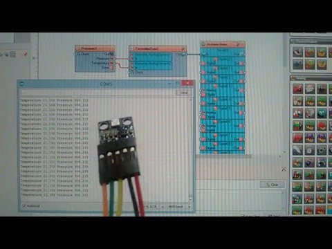 Arduino Nano: Barometric Pressure and Temperature BMP180 Sensor with Visuino