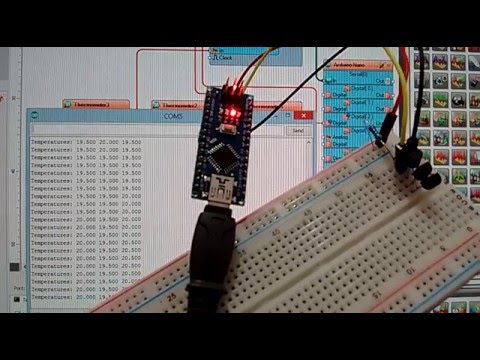 Arduino Nano: Read multiple DS1820/DS18S20 Maxim One Wire Thermometers with Visuino