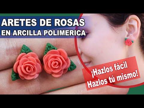 Aretes de rosas en arcilla polim&eacute;rica