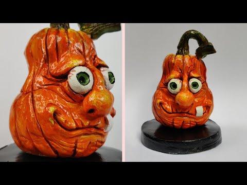 Artistic Pumpkin Face Sculpted from Clay | RusticKraft