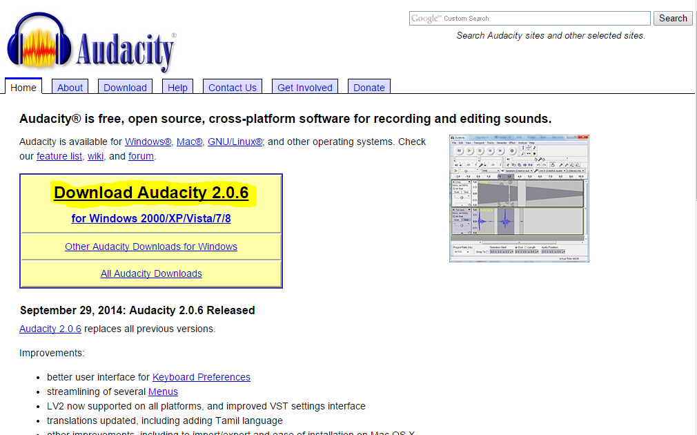 Audacity Website with highlight.PNG