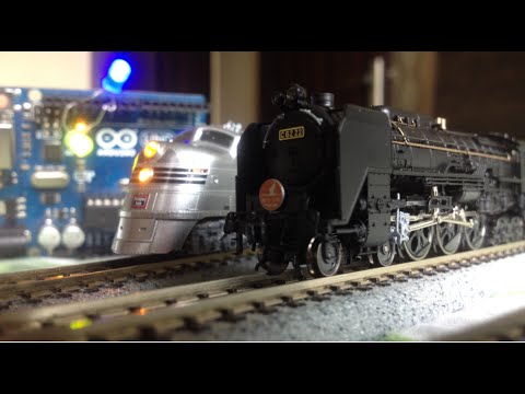 Automated multi point model railroad running two trains