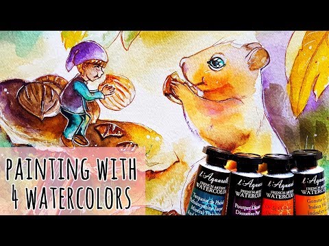 Autumn Friends ~ [ 4 WATERCOLORS PAINTING ] ( Sennelier Watercolors Test )