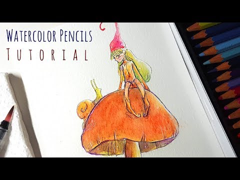 Autumnal Chibi Fairy Girl - Watercolor Pencils Tutorial