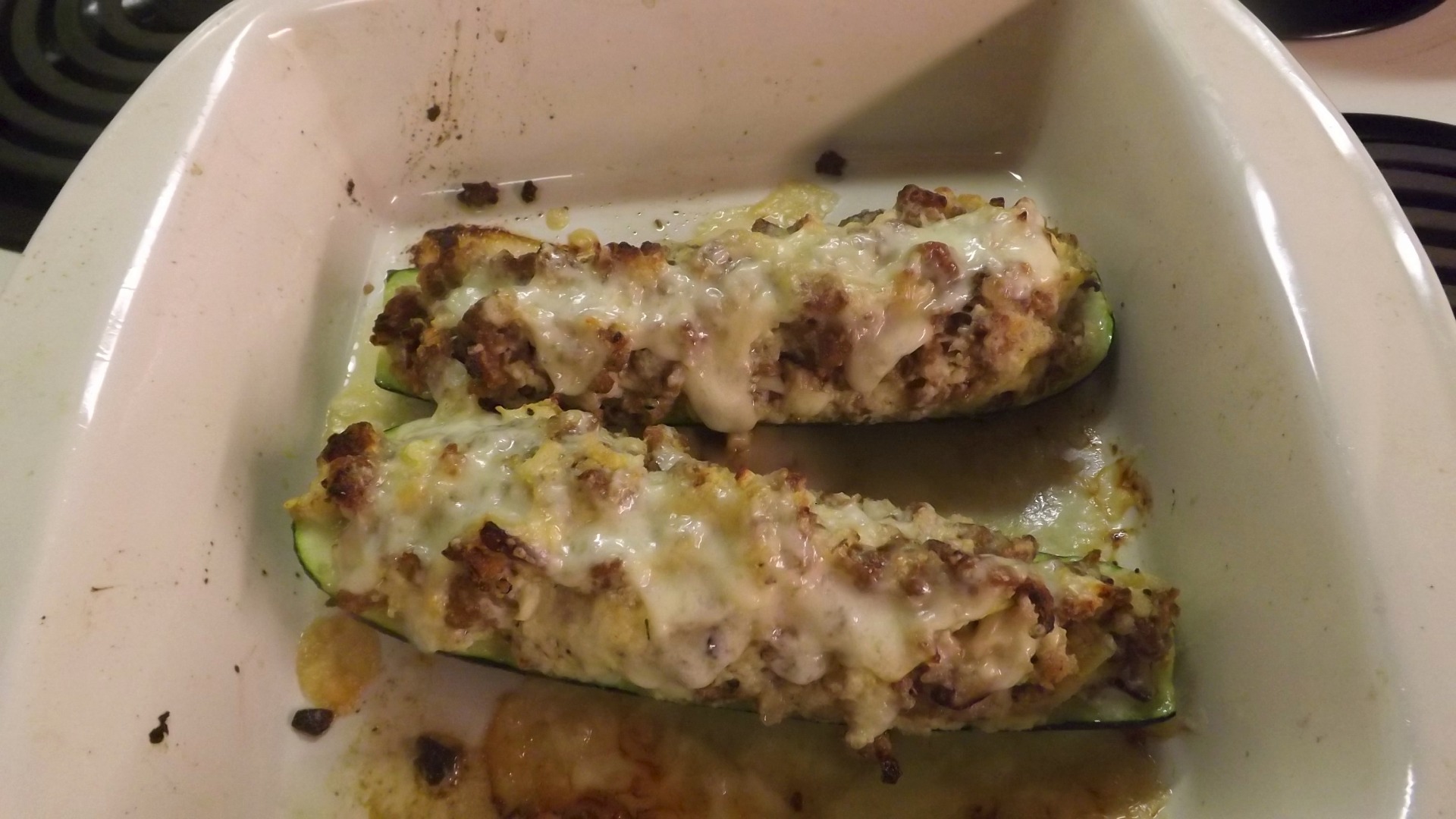 BAKED STUFFED ZUCCHINI WITH HOT ITALIAN SAUSAGE &amp; RICOTTA CHEESE 011.JPG