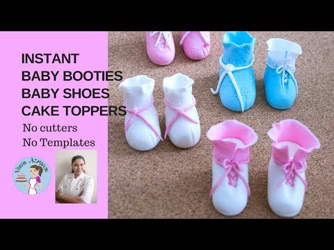 Baby Booties, Baby Shoes - Cake Toppers Tutorial  - No Templates No Cutters