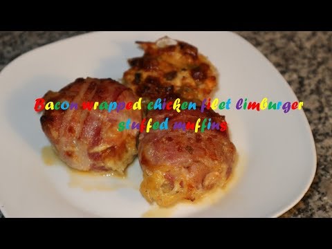 Bacon wrapped chicken filet limburger stuffed muffins recipe