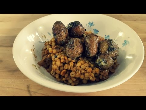 Barley Recipe - Barley Risotto With Roasted Baby Potatoes - hissingcooker.com