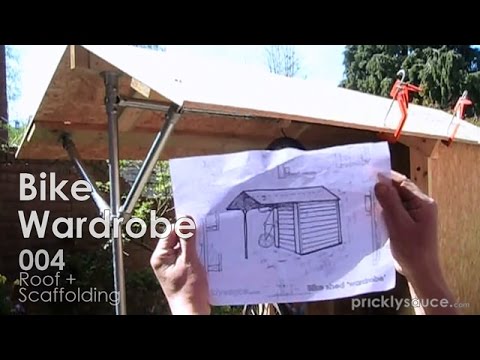 Bike shed how to build 004 Roof + scaffolding