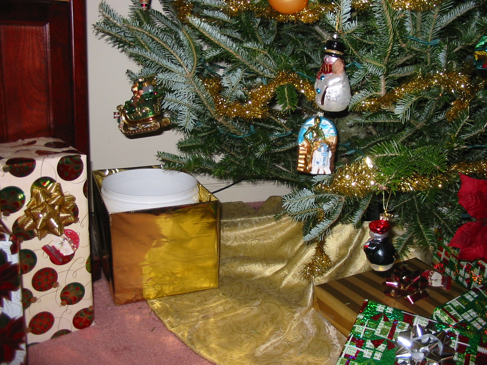 Box and Bucket Near Tree for Hidden Christmas Tree Watering System.jpg