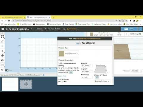 CNC Board Games for Children's Hospital: Adjusting material size in EASEL&reg; Inventables