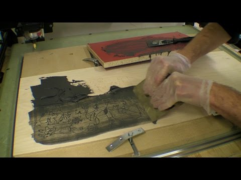 CNC Cut of Picasso's Guernica / Infilled with pigmented epoxy filler