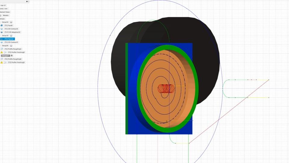 CNC simulation of lens cap