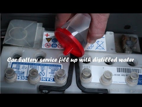 Car battery service fill up with distilled water DIY homemade