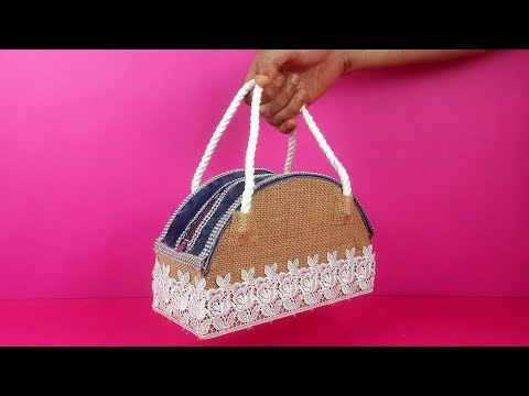 Cardboard, Denim and Jute Cloth Used to Make Beautiful Handpurse | Handbag making | StylEnrich