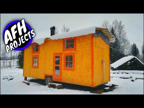 Cheap Tiny House on wheels build #8 - Installing wood stove and chimney