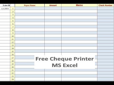 Cheque Print MS Excel