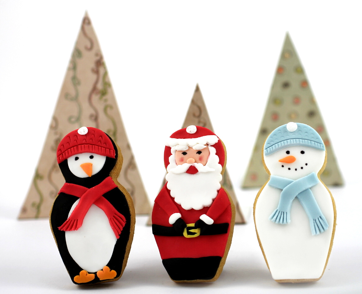 Christmas Cookie swap 2011 by Bubble and Sweet trio penguin santa snowman.jpg