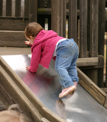 Climbing up slide