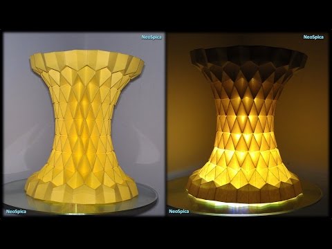 Column rhombus grid Hyperboloid Paper Lamp Fold