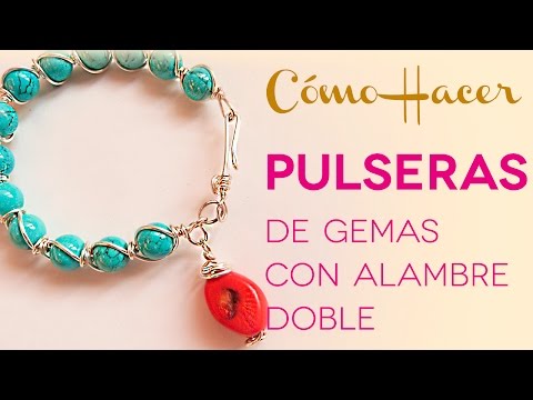 Como Hacer Pulseras de Gemas con Doble Contorno de Alambre y Dije