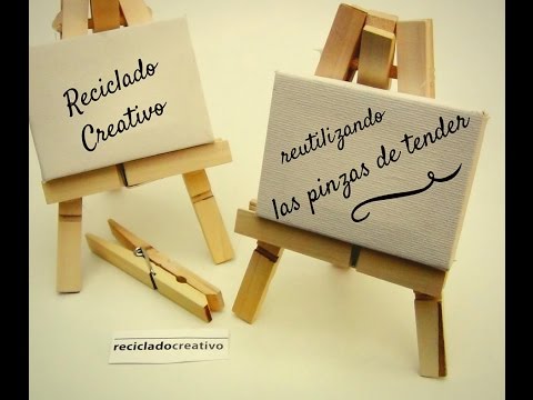 Como hacer un caballete con pinzas de la ropa - How to Make a Mini Easel from Clothespins