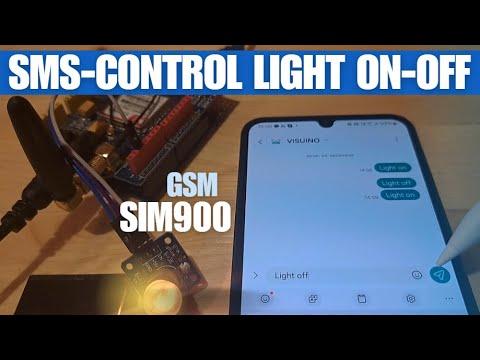 Control Light ON/OFF via SMS with SIM900 Module - Visuino Project