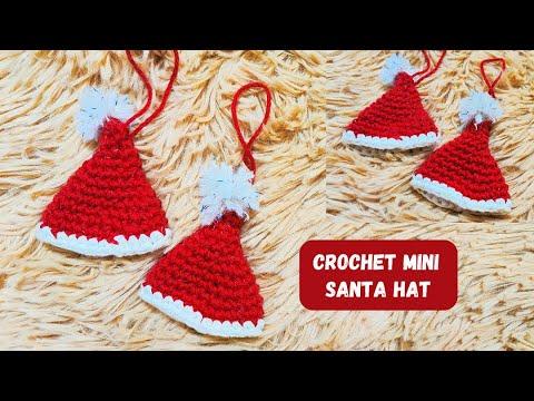 Crochet Mini Santa Hat Ornament with Single Crochets Easy Crochet Christmas Ornament