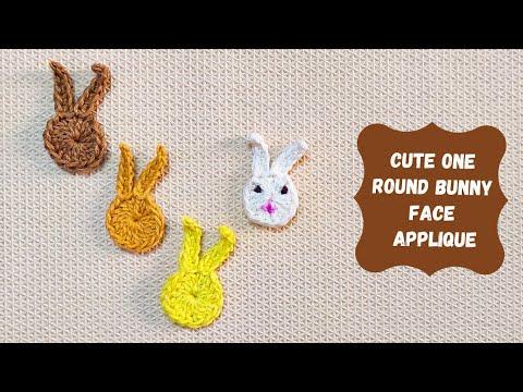 Cute One Round Crochet Bunny Face Applique