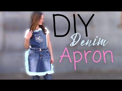 Cute Ruffled Denim Apron from Recycled Jeans