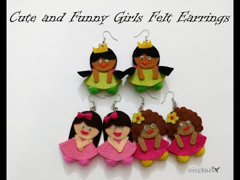 Cute and funny girls felt earrings DIY