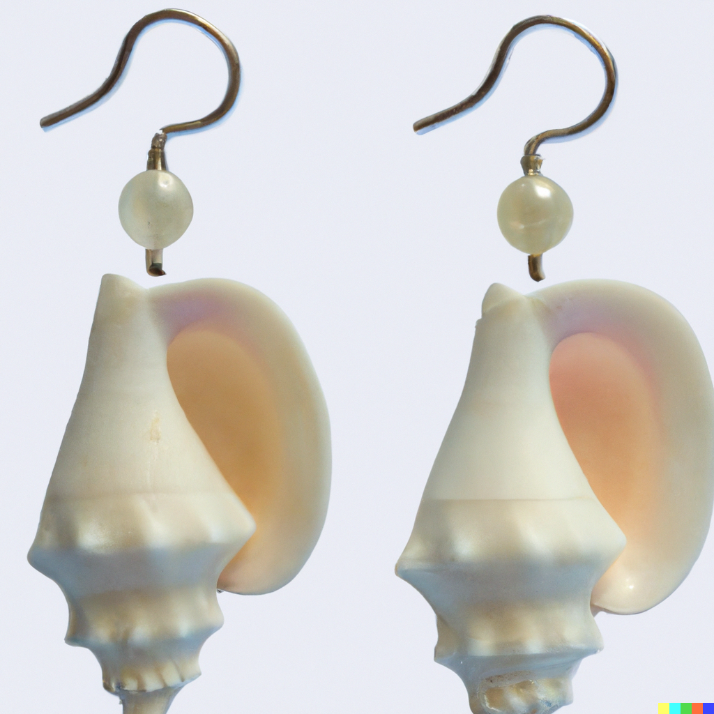 DALL&middot;E 2022-10-08 16.05.05 - Earrings for stretched earlobes modeled after conch shells.png