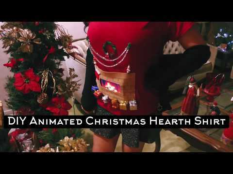 DIY Animated Christmas Hearth Shirt