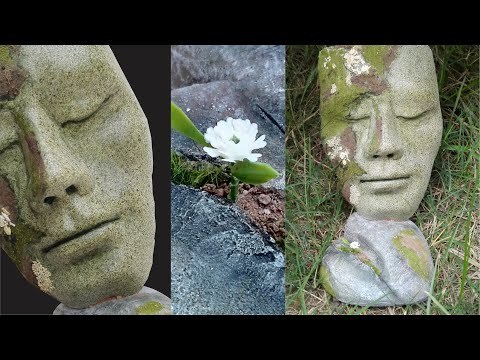 DIY Antique concrete heart &amp;amp; face sculpture idea for garden decoration| Stone face mask for lawn.