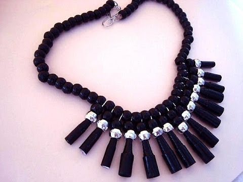 DIY BLACK PAPER BEAD NECKLACE, how to diy jewelry making