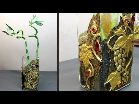 DIY Bamboo stick &amp;amp; metal embossed vase