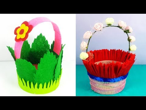 DIY Basket - 2 New Handmade gift Basket From Waste Plastic Bottle &amp;amp; felt Sheet - Chocolate Basket