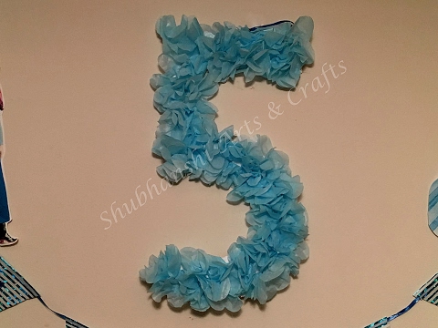 DIY Birthday Number Sign with Tissue Paper | Anna Elsa Frozen Birthday Party Decor