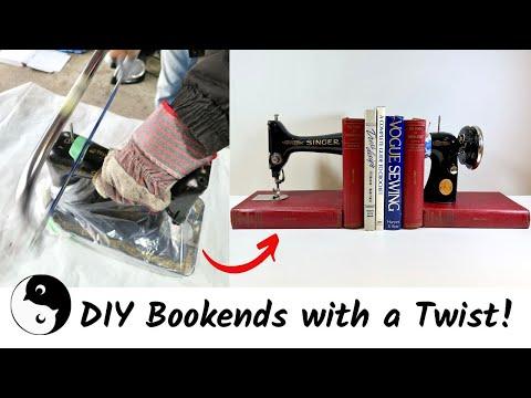 DIY Bookends with a Unique Twist: How to Repurpose Old Sewing Machines and Books!