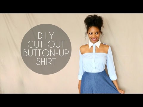 DIY CUT-OUT BUTTON-UP SHIRT (NO SEWING)