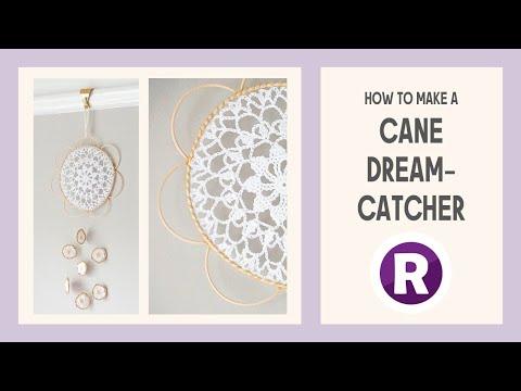 DIY Cane Dreamcatcher with Crochet Flower Motifs | Wall Art Craft Project